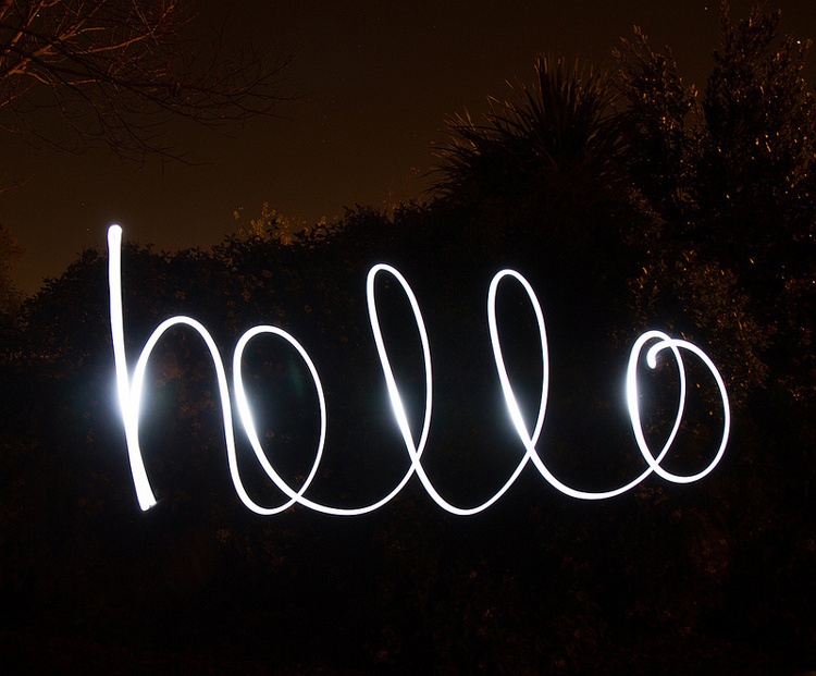 long-exposure photo with writing in the air