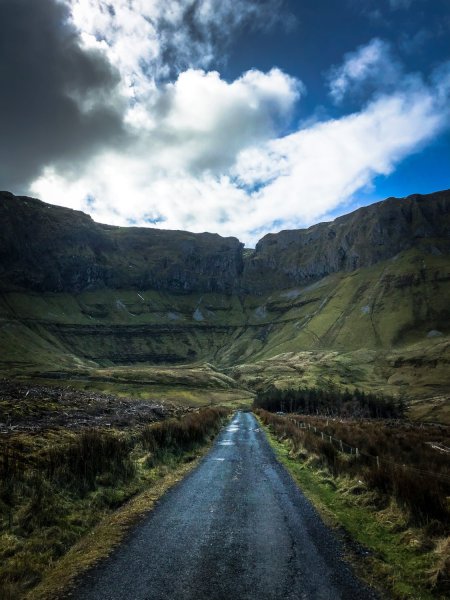 path leading toward mountains